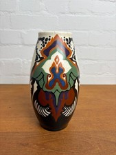 Antik ESKAF Holland Gouda Jugendstil Vase Handbemalt 30er Art Noveau Art Deco 