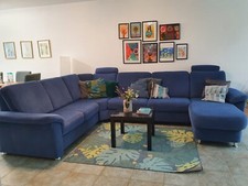 Doren Wohnlandschaft Sofa Blau Navy 240x336x163 mit Schlaffunktion + Bettkasten