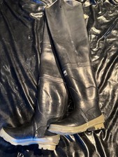 BULLSEYE HOOD, Black Rubber, Long Boots, Limited Edition, Gummi/Fetisch Größe 44