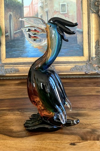 Glasfigur pelikan skulptur - pelikan,