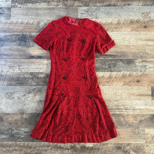 Vintage 60s 70s red mini - 70s, dress