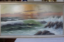 DEKORATIVES DÄNISCHES GEMÄLDE "MEERESBRANDUNG" SIGNIERT #11013
