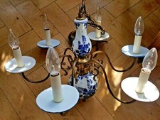 Leuchter ?️Decken Hänge Lampe Delfter blau Porzellan Mid Century Dachboden