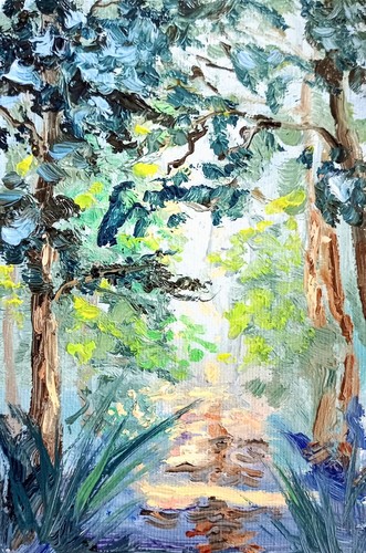 Wald abstrakt ölbild - 10x15, cm