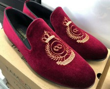  Herren Samt Slipper Bordeaux