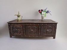 130x60 cm Massivholz Tisch Couchtisch Tischtruhe Truhentisch mit Schubladen 23L