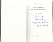 Johannes B. Lotz Martin Heidegger und Thomas von Aquin Widmung signiert Erstausg