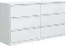Kommode Weiss Matt mit 6 Schubladen 140 cm Sideboard Wohnzimmer