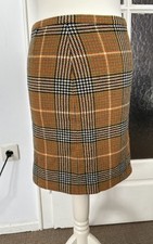 Avoca Anthology Rock Wool Cashmere Kariert Braun Bleistiftrock Größe 1 (36) Neu