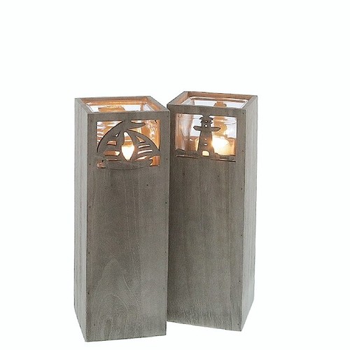Windlicht holz säule mit - windlicht,
