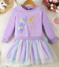 Einhorn Mädchen Sweatshirt Kleid Tüllrock, Gr.104/110, Neu