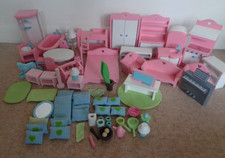 ELC ROSEBUD PUPPENHAUS MÖBEL WOHNZIMMER BAD KÜCHE ESSZIMMER