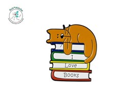 Anstecker Katze Leseratte Buch