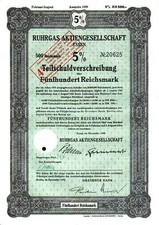 Lot 100 X Ruhrgas Aktiengesellschaft Essen 5 % TSV 1939  500 RM