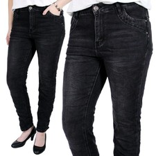 KAROSTAR ★ BASIC JEANS HOSE BOYFRIEND BAGGY STRETCH RV SCHWARZ 38 40 42 44 46 48