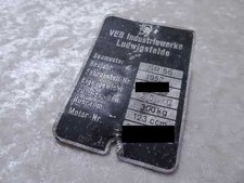 DDR original Typenschild Simson SR 56 Vintage 1957 - DEFEKT für Bastler