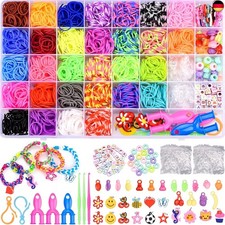 AOKITO 2500+ Loom Bänder Set für Kinder, 32 Farben DIY Gummibänder mit Perlen Ha