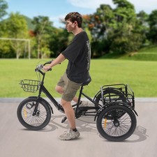 20 Zoll 7 Gang 3 Räder Faltbar Fahrrad Dreirad Für Erwachsene Mit Einkaufskorb