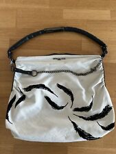 Leigh & Luca Tasche Aus Stoff Beige Mit Schwarzem Federdruck