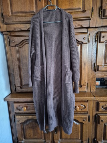 Braune damenlongstrickjacke - braune,