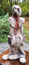 Ton Figur Clown ca. 20cm Handarbeit signiert Unikat Sammler Liebhaberstück