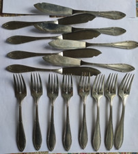 16tlg. Fischbesteck versilbert Kreuzband Jugendstil für 8 Personen