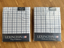 2 Stück Lexington Kopfkissenbezüge, 80 x 80 cm, blau kariert, gebraucht