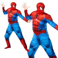 Herren Spider-Man Muskel Brust Deluxe Kostüm Spiderman Offiziell Erwachsene