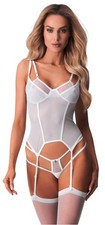 Tüll Korsett mit Bügel Arrowel White Transparent Sexy Dessous Gepiere
