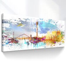 Leinwand Bild Düsseldorf Skyline Panorama Wandbilder XXL Wohnzimmer Deko 3027A