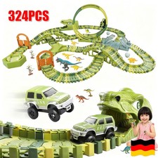 324 Stück Dinosaurier Autorennbahn Dino Spielzeug Rennstrecken Schienen Geschenk