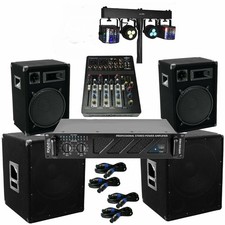 4100 Watt PA Komplett Set Mixer Anlage LED Licht Verstärke Musikanlage Party