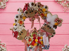 Lebkuchen Tür Kranz Hexenhaus Kekse Baisers Cupcakes n. Tilda Art Landhaus NEU