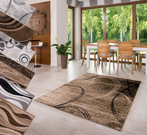 Teppich kurzflor cream braun - kurzflor,