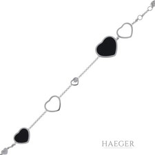 Chopard Happy Hearts Armband 20cm Weißgold 750 / 18K mit Onyx und Diamant