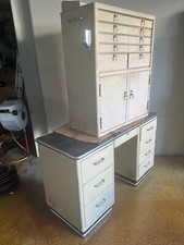 BAISCH VINTAGE RETRO STIL ARZT METALL MÖBEL SCHREIBTISCH SCHRANK GLASSCHRANK