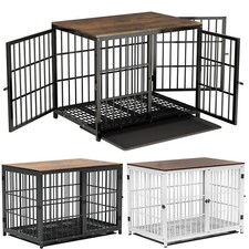 Hundekäfig Holz Hundebox im Möbelstil Drahtkäfig Gitterbox Beistelltisch M-XL DE