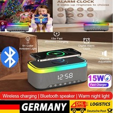 Kabelloses Ladegerät Wecker Bluetooth Lautsprecher LED lampe Smart  RGB Wecker