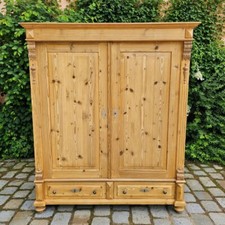 2-türiger teilbarer alter antiker massiver vintage Schrank mit 2 Schubladen