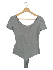 Diesel Damen Body Gr. 38/M Grau Basic Kurzarm Logo-Print
