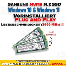 Plug & Play Samsung NVMe SSD 256GB | Mit Windows 10 / 11 vorinstalliert Pro/Home