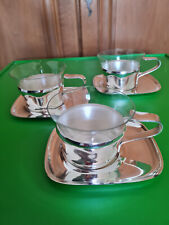 3 x Grasoli Teegläser Untersetzer + Löffel versilbert 50er Jahre