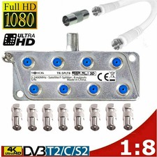 Profi 8fach IEC TV Verteiler Antennenverteiler Kabel TV Adapter Kabelfernsehen