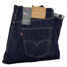Original LEVIS 505 REGULAR FIT SELVEDGE HERREN DUNKELBLAU JEANS 100% Baumwolle UVP 128£