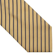 DAKS London Krawatte Tie Gelb Gold Streifen Seide Silk Marineblau Navy Blue Stri