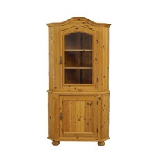 Eckschrank Eckvitrine antiker Stil Weichholz mit Beleuchtung H: 191 cm -11751-