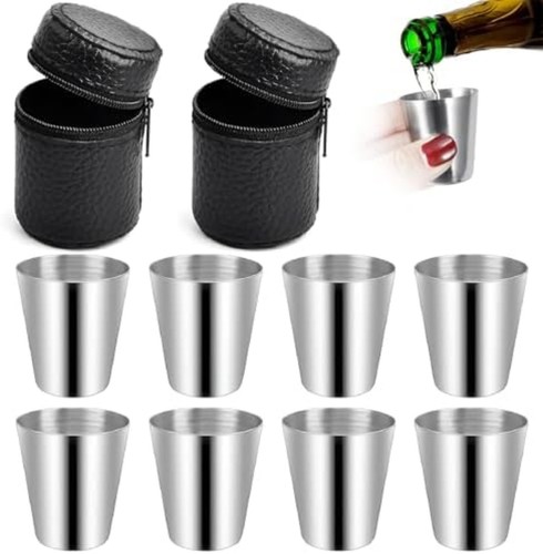 8er edelstahl schnapsbecher - 8er,
