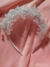 Strass Perlen Haarreifen Kommunion Haarschmuck Brautschmuck Hochzeit Satin 