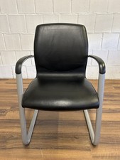 Drabert Besucherstuhl Freischwinger Leder schwarz Konferenzstuhl