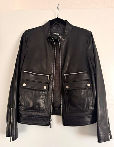 Dkny damen lederjacke schwarz - damen,